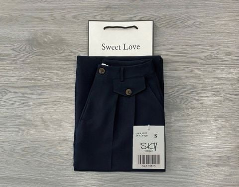 SKY9587 - QUẦN DÀI PHỐI NẮP TÚI - XANH ĐEN (Q.LẺ)