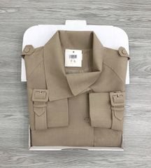 KS1495 - ÁO MĂNG TÔ FORM NGẮN CỔ CAO (NÂU)