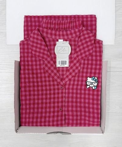 SHE4726 - SET BỘ CARO THÊU KITTY (HỒNG)