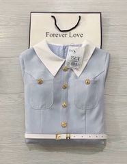 SKY5911 - ĐẦM DÀI XANH PHỐI CỔ (KÈM NỊT)