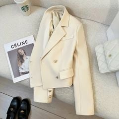 KS1552 - ÁO KHOÁC VEST NÚT KIM LOẠI (KEM)