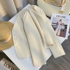 KS1527 - ÁO KHOÁC PHỐI NÚT KEM (ÁO LẺ)