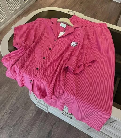 SHE4726 - SET BỘ CARO THÊU KITTY (HỒNG)