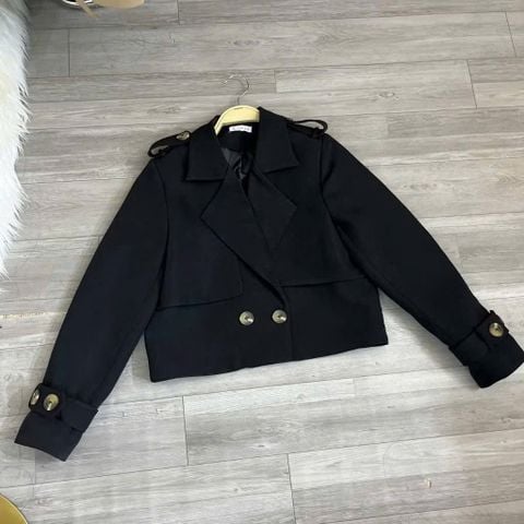 KS1557 - ÁO KHOÁC MĂNGTÔ CROPTOP (ĐEN - ÁO LẺ)