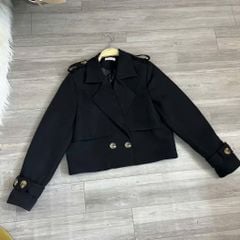 KS1557 - ÁO KHOÁC MĂNGTÔ CROPTOP (ĐEN - ÁO LẺ)