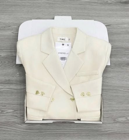 KS1552 - ÁO KHOÁC VEST NÚT KIM LOẠI (KEM)