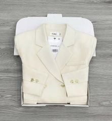 KS1552 - ÁO KHOÁC VEST NÚT KIM LOẠI (KEM)