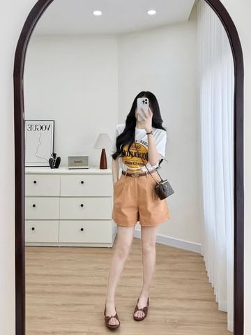 TB5882 - SET ÁO THUN IN CHỮ, QUẦN SHORT CAM (KÈM NỊT)