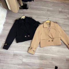 KS1557 - ÁO KHOÁC MĂNGTÔ CROPTOP (ĐEN - ÁO LẺ)