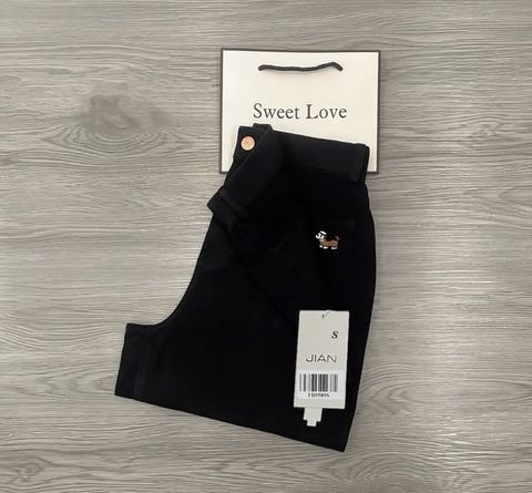 TB9589 - QUẦN SHORT THÊU CÚN (ĐEN)