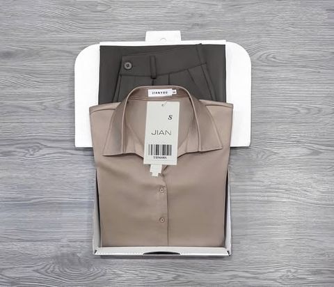 TB9608 - SET ÁO SƠMI TAY DÀI, QUẦN TÂY ỐNG RỘNG XÁM