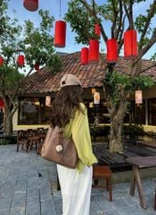 KS1574 - SET LINEN ÁO XANH, QUẦN DÀI TRẮNG (KÈM ÁO THUN 3LỖ)