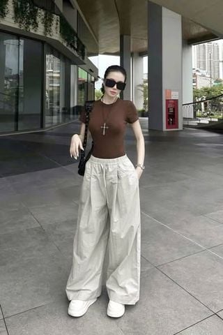 KS1578 - SET ÁO THUN NÂU, QUẦN DÀI KEM