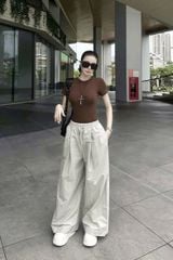 KS1578 - SET ÁO THUN NÂU, QUẦN DÀI KEM