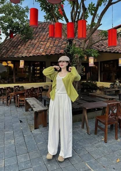 KS1574 - SET LINEN ÁO XANH, QUẦN DÀI TRẮNG (KÈM ÁO THUN 3LỖ)