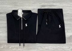 KS1586 - SET THỂ THAO TAY NGẮN PHỐI KHÓA CỔ (ĐEN)