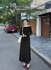 VGU1894 - SET TRỄ VAI TAY DÀI, VÁY (ĐEN)