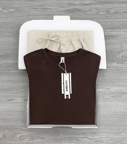 KS1578 - SET ÁO THUN NÂU, QUẦN DÀI KEM