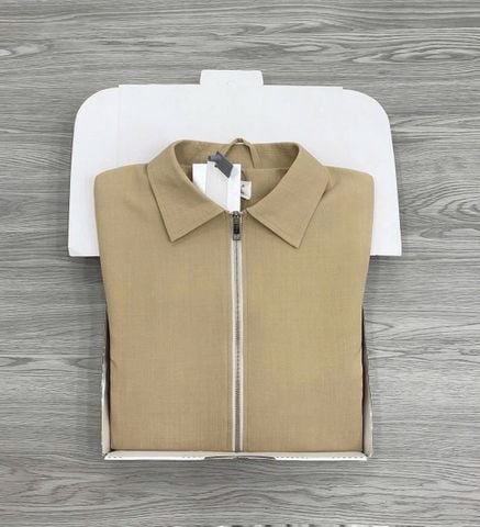 KS1580 - ÁO KHOÁC PHỐI KHÓA KÉO (NÂU)