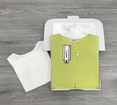 KS1574 - SET LINEN ÁO XANH, QUẦN DÀI TRẮNG (KÈM ÁO THUN 3LỖ)