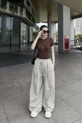 KS1578 - SET ÁO THUN NÂU, QUẦN DÀI KEM