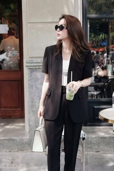 KS1577 - SET ÁO KHOÁC, QUẦN DÀI ĐEN (KHÔNG KÈM ÁO TRONG)