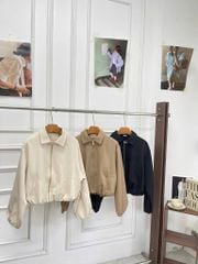 KS1579 - ÁO KHOÁC PHỐI KHÓA KÉO (ĐEN)