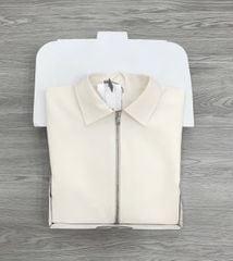 KS1581 - ÁO KHOÁC PHỐI KHÓA KÉO (KEM)