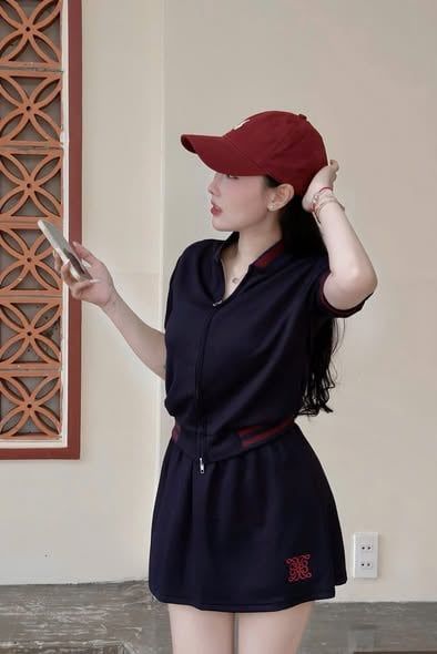 KS1588 - SET THỂ THAO XANH ĐEN PHỐI SỌC ĐỎ