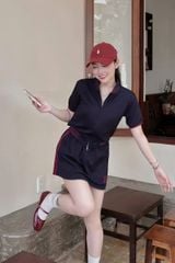 KS1588 - SET THỂ THAO XANH ĐEN PHỐI SỌC ĐỎ