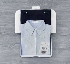 SKY9656 - SET SƠMI SỌC XANH, VÁY DÀI