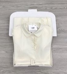 KS1599 - ĐẦM DÀI TÙNG XẾP LY - KÈM NỊT (KEM)