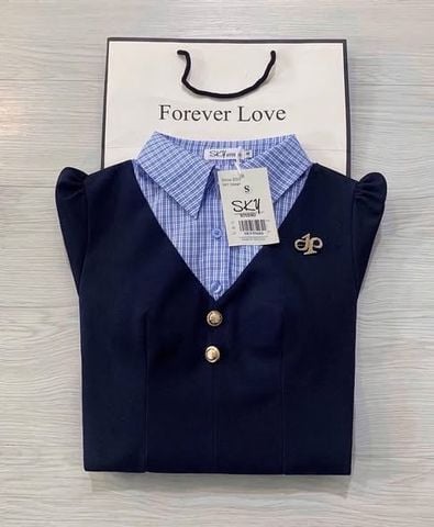 SKY5968 - ĐẦM DÀI PHỐI SƠMI ĐÍNH TAG (XANH ĐEN)