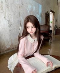 VGU2005 - SET ÁO HỒNG CỔ SEN, VÁY VOAN TẦNG