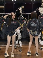 VGU2012 - ÁO KIỂU SƠMI FORM DÀI IN HÌNH MINNIE (ĐEN)