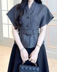 KS1632 - SET ÁO DẠ CAO CẤP, VÁY DÀI ĐEN (KÈM NỊT)