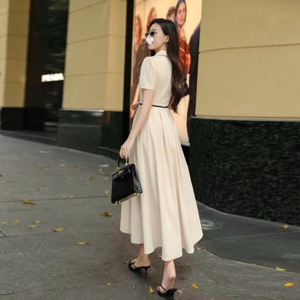 KS1624 - ĐẦM SƠMI TÙNG XÒE, PHỐI DÂY EO