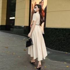 KS1624 - ĐẦM SƠMI TÙNG XÒE, PHỐI DÂY EO