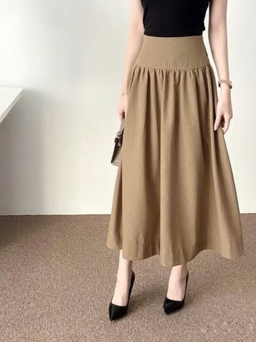 KS1627 - CHÂN VÁY DÀI LƯNG BẢNG TO (NÂU NHẠT) - LẺ