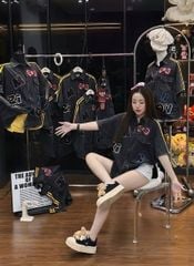 VGU2012 - ÁO KIỂU SƠMI FORM DÀI IN HÌNH MINNIE (ĐEN)