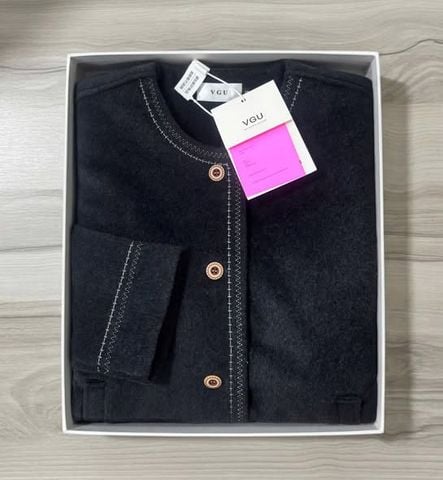 VGU2003 - ÁO KHOÁC DẠ ĐEN CHẠY VIỀN - KHÔNG KÈM TÚI (ÁO LẺ)