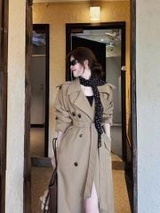 VGU2030 - ÁO MĂNG TÔ DÁNG DÀI KÈM KHĂN + DÂY (NÂU)