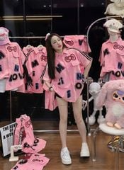 VGU2011 - ÁO KIỂU SƠMI FORM DÀI IN HÌNH MINNIE (HỒNG)