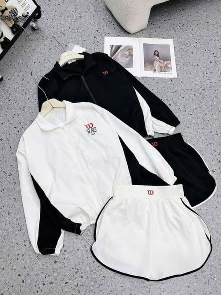 VGU2002 - SET ÁO KHOÁC PHỐI, QUẦN SHORT W (ĐEN)