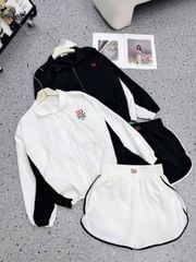 VGU2002 - SET ÁO KHOÁC PHỐI, QUẦN SHORT W (ĐEN)