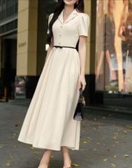 KS1624 - ĐẦM SƠMI TÙNG XÒE, PHỐI DÂY EO