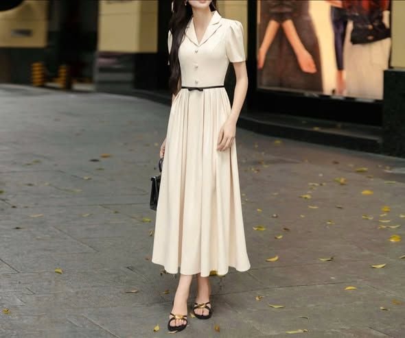 KS1624 - ĐẦM SƠMI TÙNG XÒE, PHỐI DÂY EO