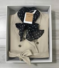 VGU2030 - ÁO MĂNG TÔ DÁNG DÀI KÈM KHĂN + DÂY (NÂU)