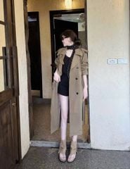 VGU2030 - ÁO MĂNG TÔ DÁNG DÀI KÈM KHĂN + DÂY (NÂU)