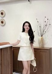 SKY5975 - SET NGẮN PHỐI NƠ (KEM)